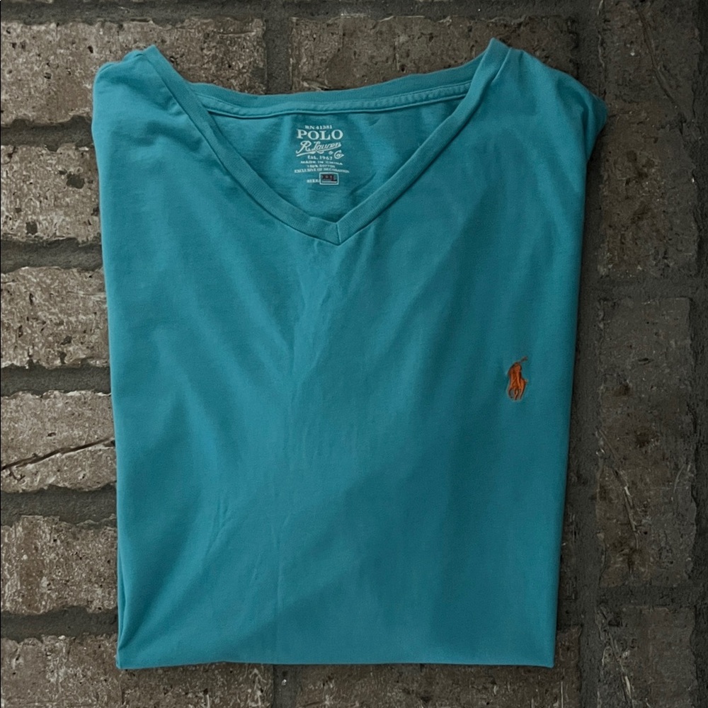 Polo Ralph Lauren & Co. V-Neck T-Shirt | Blue w/ Yellow Pony Logo | Men’s XXL